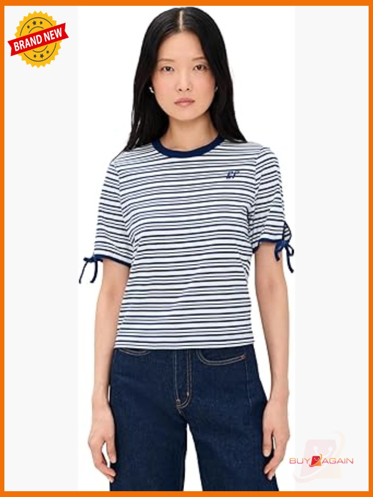 Striped Tee With Tie Sleeves - Organic Cotton Jersey - Relaxed Fit